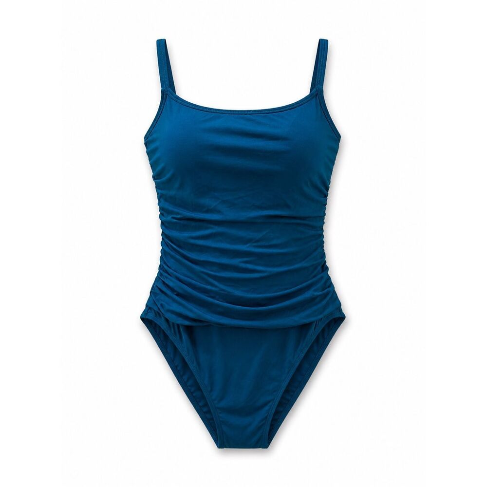 La Blanca Blue Ruched One Piece Swimsuit Size 8 Slimming